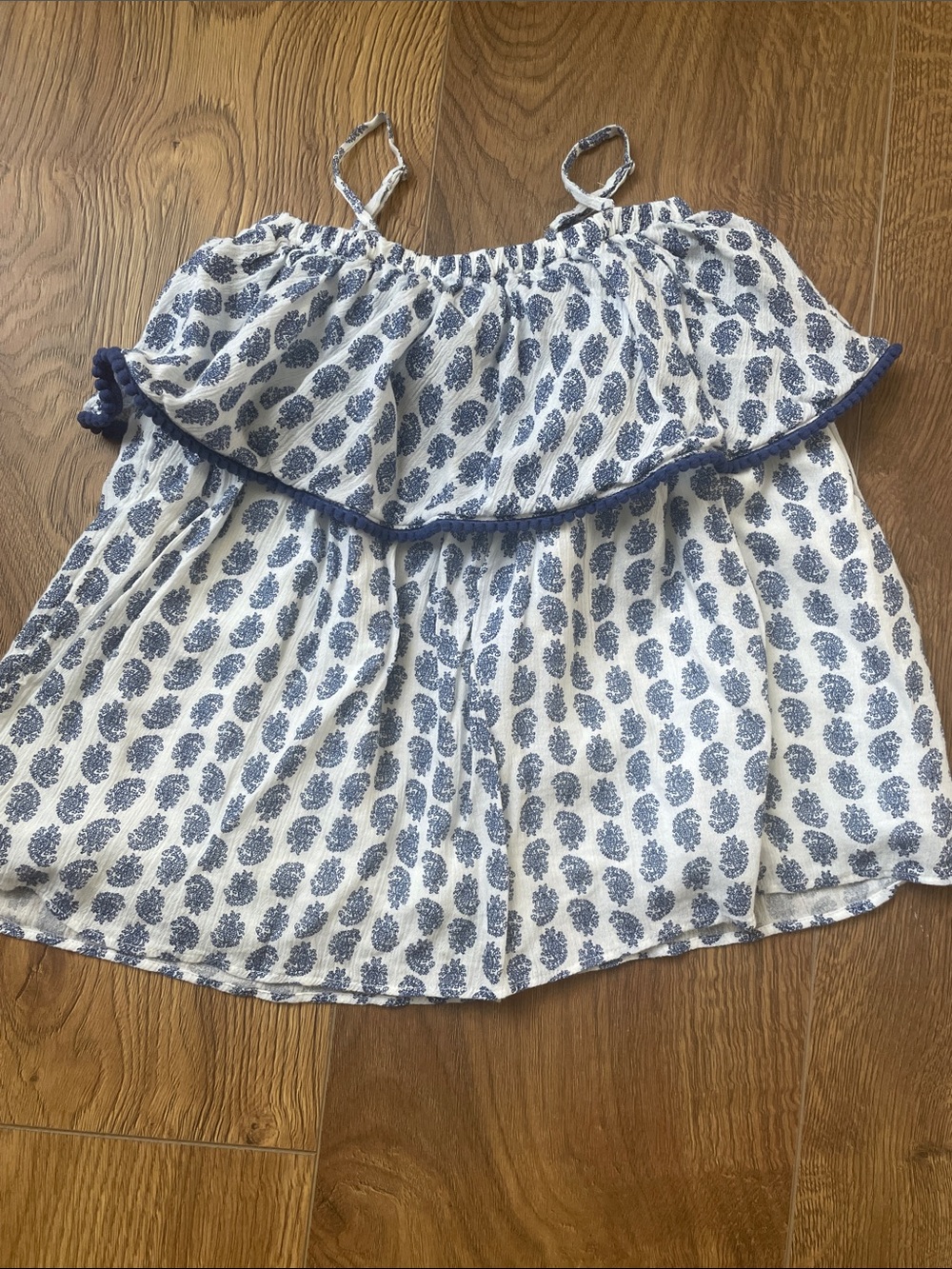 Polo by Ralph Lauren Paisley White and Blue Printed Spaghetti-Strap Sundress